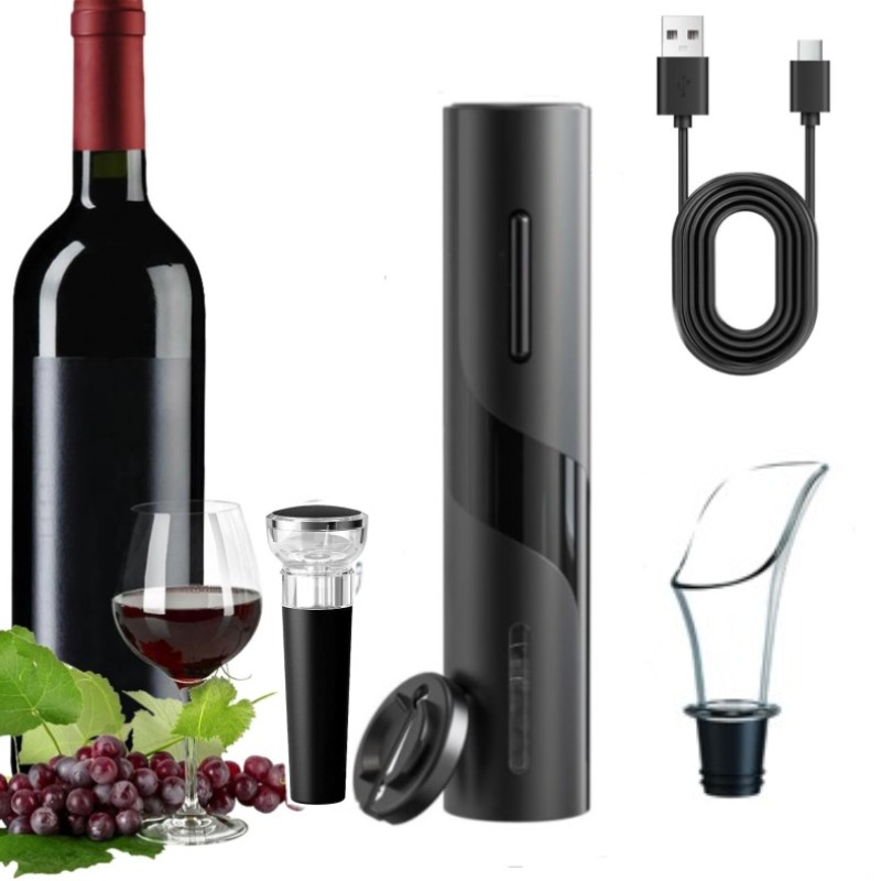 Wine In Beer Bottle - Sacacorchos automático eléctrico multifunción recargable, juego