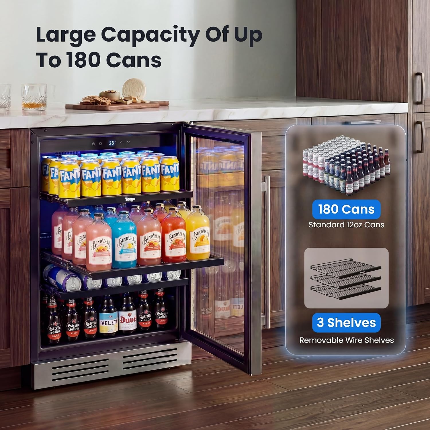 Enfriador de Bebidas de 24 Pul - Wine And Beer Undercounter Fridge reseña y precio
