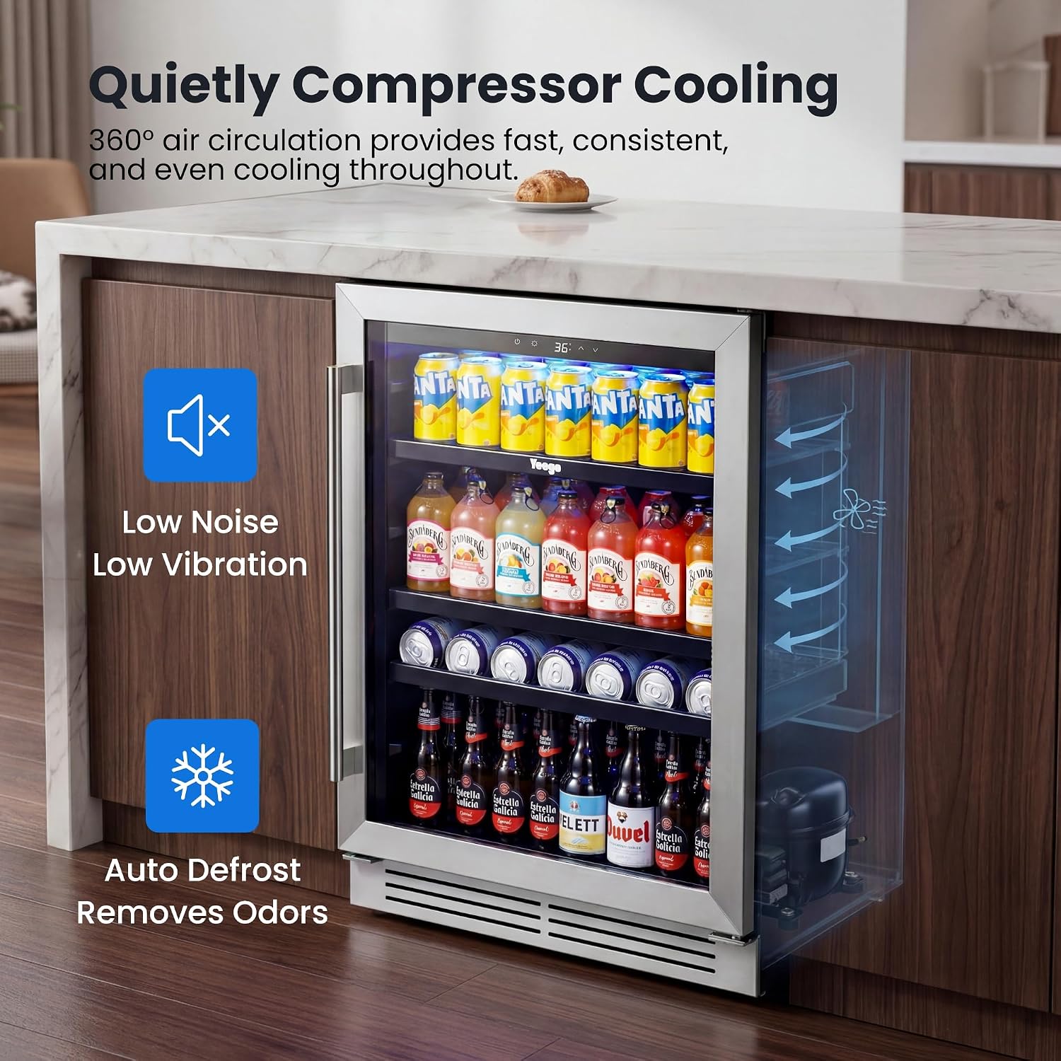 Enfriador de Bebidas de 24 Pul - Wine And Beer Undercounter Fridge reseña y precio